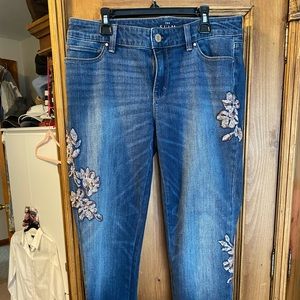 White House Black market jeans w rosy pink sequin